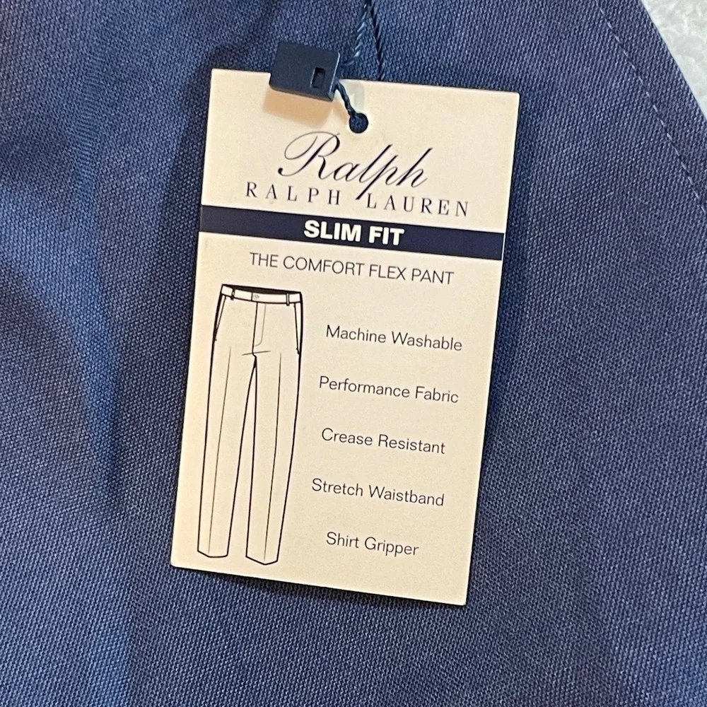 Ralph Lauren Comfort Flex Slim Fit Pants Mens 36x32 Blue Performance Dress Slack